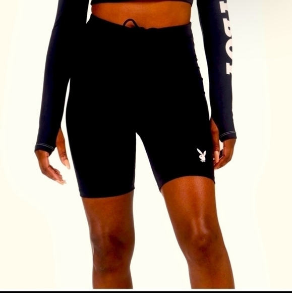 PLAYBOY x Missguided Recycled Black Ruched Bike Shorts US 8 - Picture 2 of 15